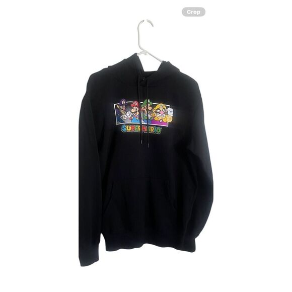 Nintendo Mens Black Super Mario Brothers Graphic Soft Hoodie Sweatshirt Medium - Picture 1 of 15
